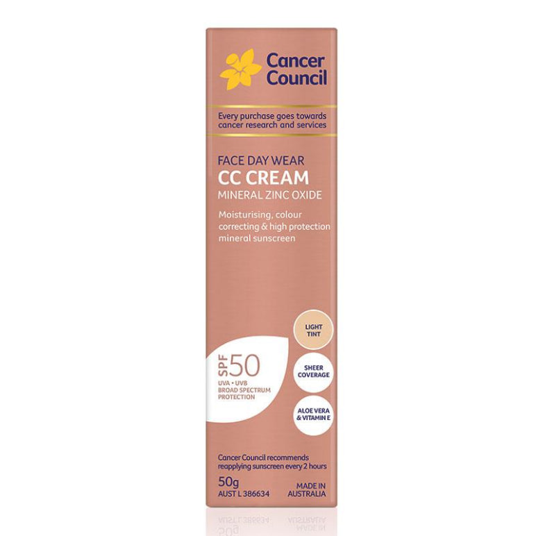 Buy Cancer Council Spf 50 Face Cc Cream Mineral Light 50ml Free