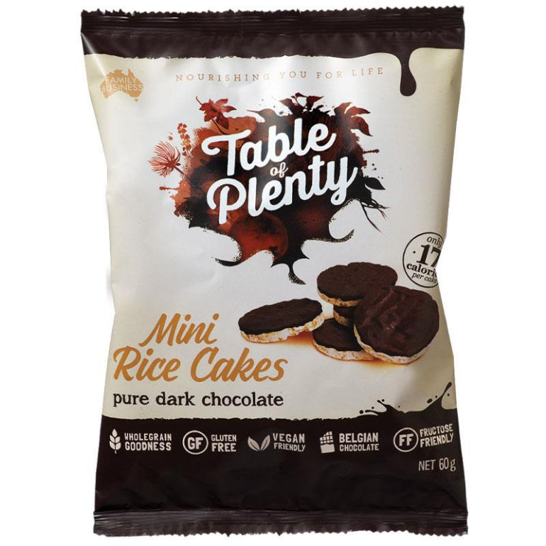 Buy Table of Plenty Mini Rice Cakes Pure Dark Chocolate 60g | Free ...